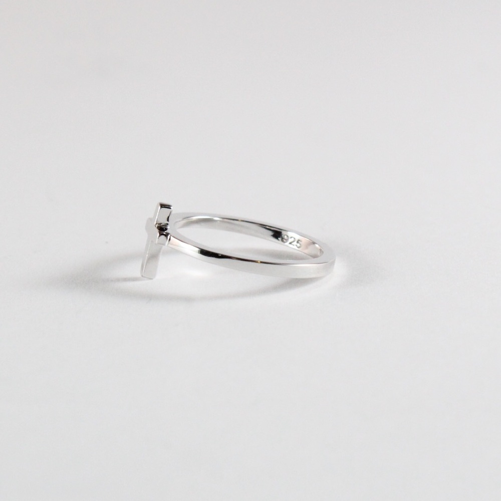 Sterling Silver Stack Cross Ring 6 - image 2